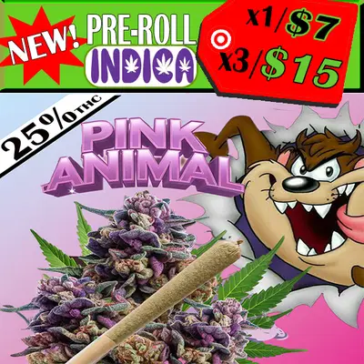 INDICA -PREROLL (PINK ANIMAL), Pre-Rolls & Grabba
